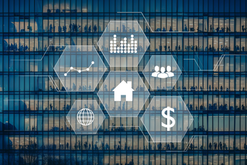 graphic with 5 icons surrounding a house representing five essential qualities of a family office